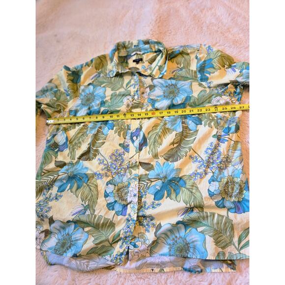 Talbots Tropical Print Long Sleeve Button Down collared shirt 3x - Picture 4 of 9